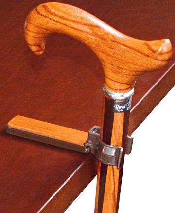 Auto Flip-Up Rosewood Wood Cane Holder: Easy Store-Away Design