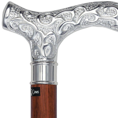 Super Strong Silver Scrollwork Derby: Luxury Silver-Plated Handle, Extra Long