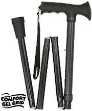 Comfort Grip Black Adjustable Folding Walking Cane