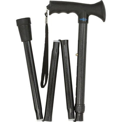 Comfort Grip Black Adjustable Folding Walking Cane