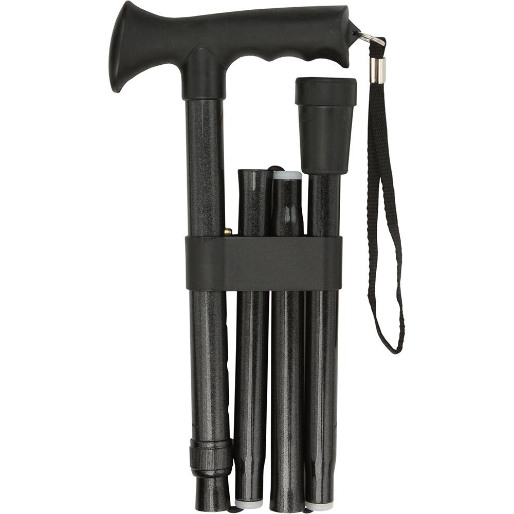 Comfort Grip Black Adjustable Folding Walking Cane