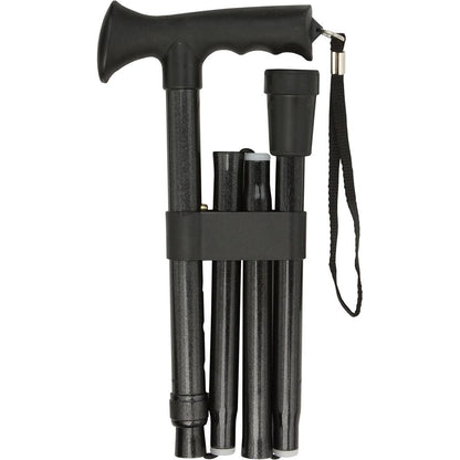 Comfort Grip Black Adjustable Folding Walking Cane