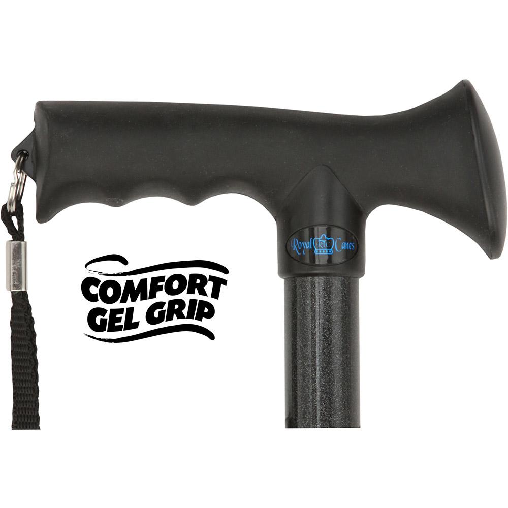 Comfort Grip Black Adjustable Folding Walking Cane