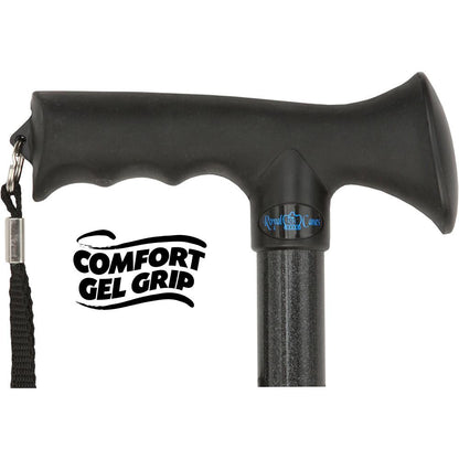 Comfort Grip Black Adjustable Folding Walking Cane