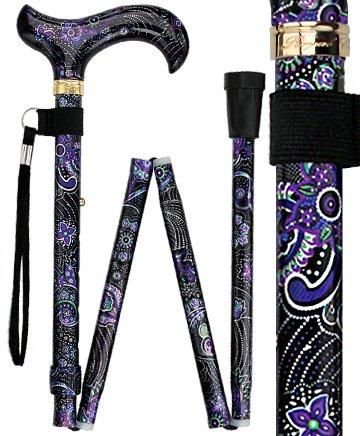 Purple Majesty: Designer Adjustable Folding Cane w/ Patterned Handle