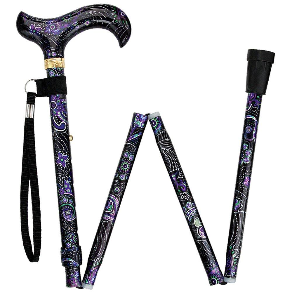 Purple Majesty: Designer Adjustable Folding Cane w/ Patterned Handle