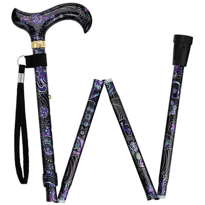 Purple Majesty: Designer Adjustable Folding Cane w/ Patterned Handle