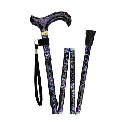Purple Majesty: Designer Adjustable Folding Cane w/ Patterned Handle