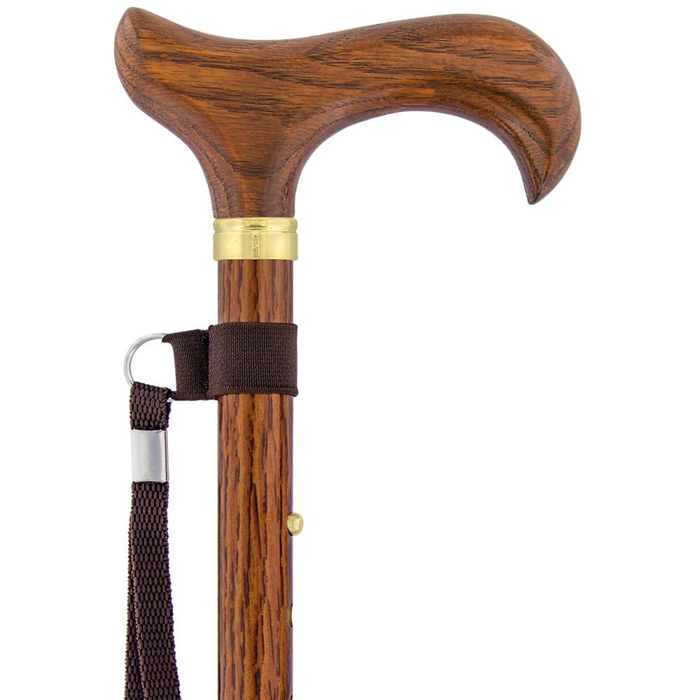 Realistic Wood: Folding Adjustable Cane w/ Wooden Handle