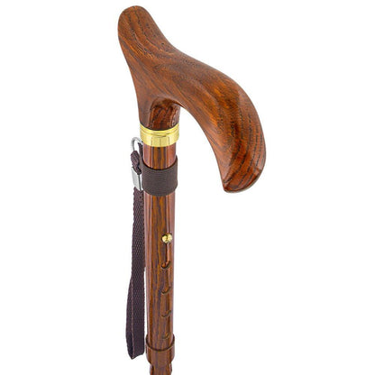 Realistic Wood: Folding Adjustable Cane w/ Wooden Handle