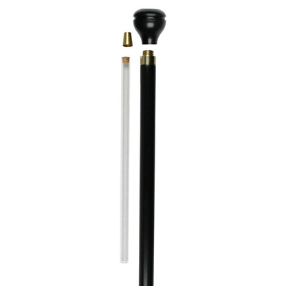 Democrat Emblem Flask Walking Stick: Wood Shaft Hidden Flask