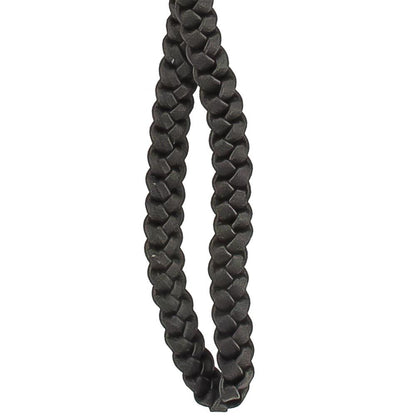 Braided Cane Wrist Strap with Snap, Faux Black Leather