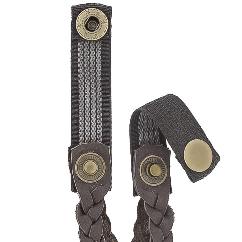 Cane Wrist Strap with Snap - Genuine Brown Braided Leather