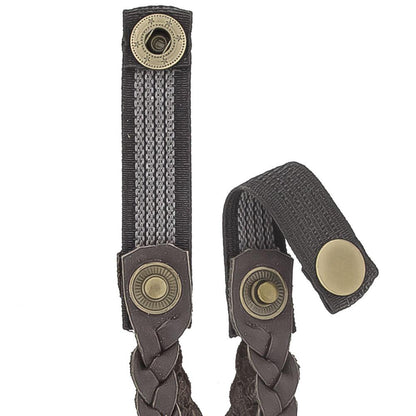 Cane Wrist Strap with Snap - Genuine Brown Braided Leather