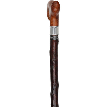Genuine Blackthorn Wood Derby Walking Cane With Beech wood Handle and Silver Collar