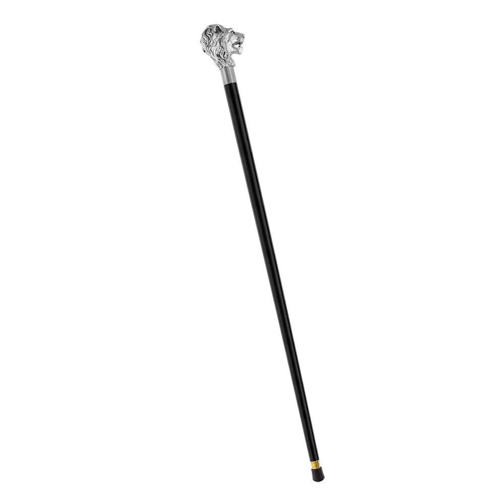 Italian Luxury: Majestic Lion Head Walking Stick, 925r Silver