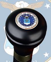 Air Force Coat of Arms Flask Stick: Wood Shaft Hidden Flask