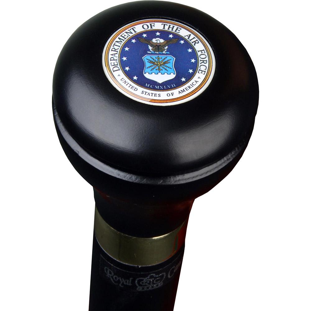 Air Force Coat of Arms Flask Stick: Wood Shaft Hidden Flask