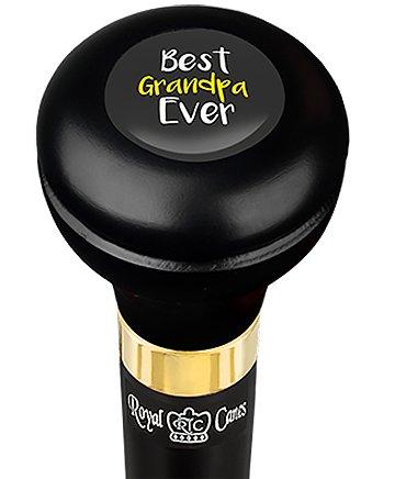 Best Grandpa Flask Walking Stick w/ Black Beechwood Shaft & Pewter Collar