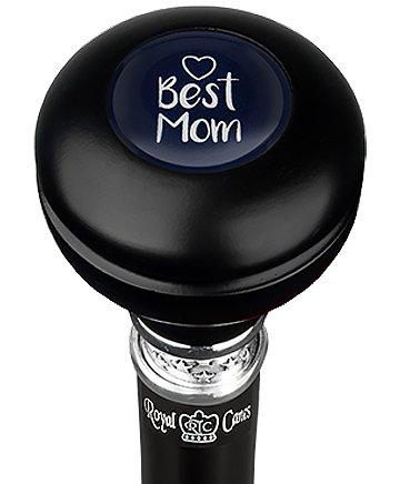 Best Mom Knob Walking Stick w/ Black Beechwood Shaft & Pewter Collar