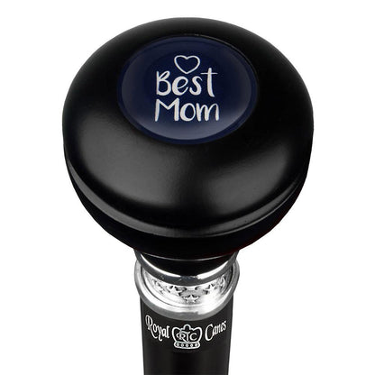 Best Mom Knob Walking Stick w/ Black Beechwood Shaft & Pewter Collar