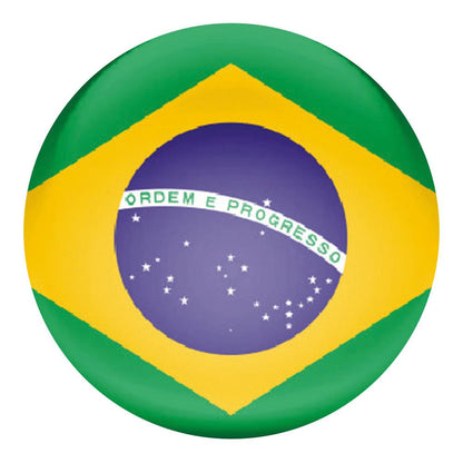 Brazil Flag Emblem Knob Stick: Large Knob, Pewter Collar