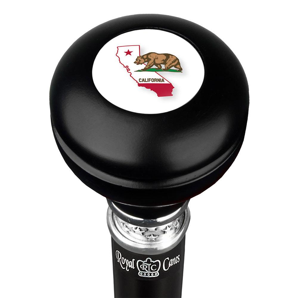 California Flag Emblem Knob Stick: Large Knob, Pewter Collar