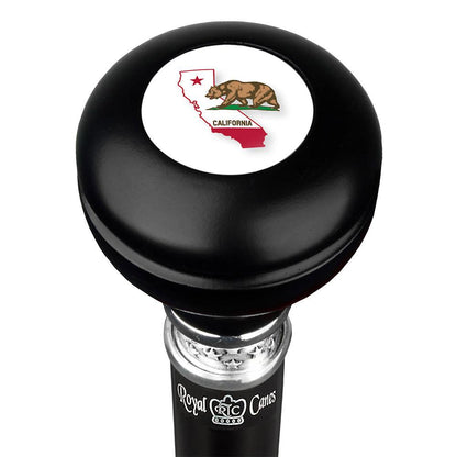 California Flag Emblem Knob Stick: Large Knob, Pewter Collar