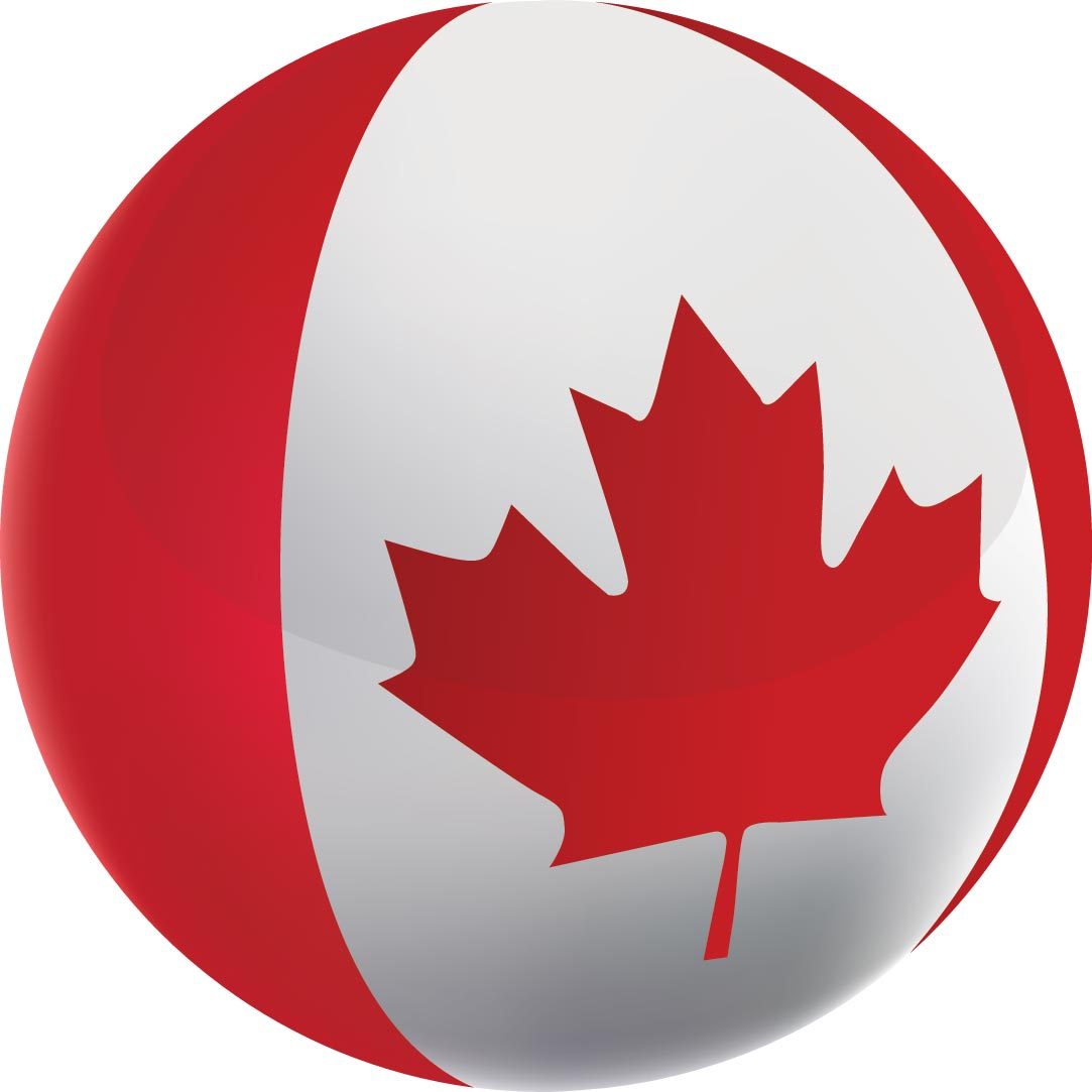 Canadian Flag Emblem Knob Stick: Large Knob, Pewter Collar
