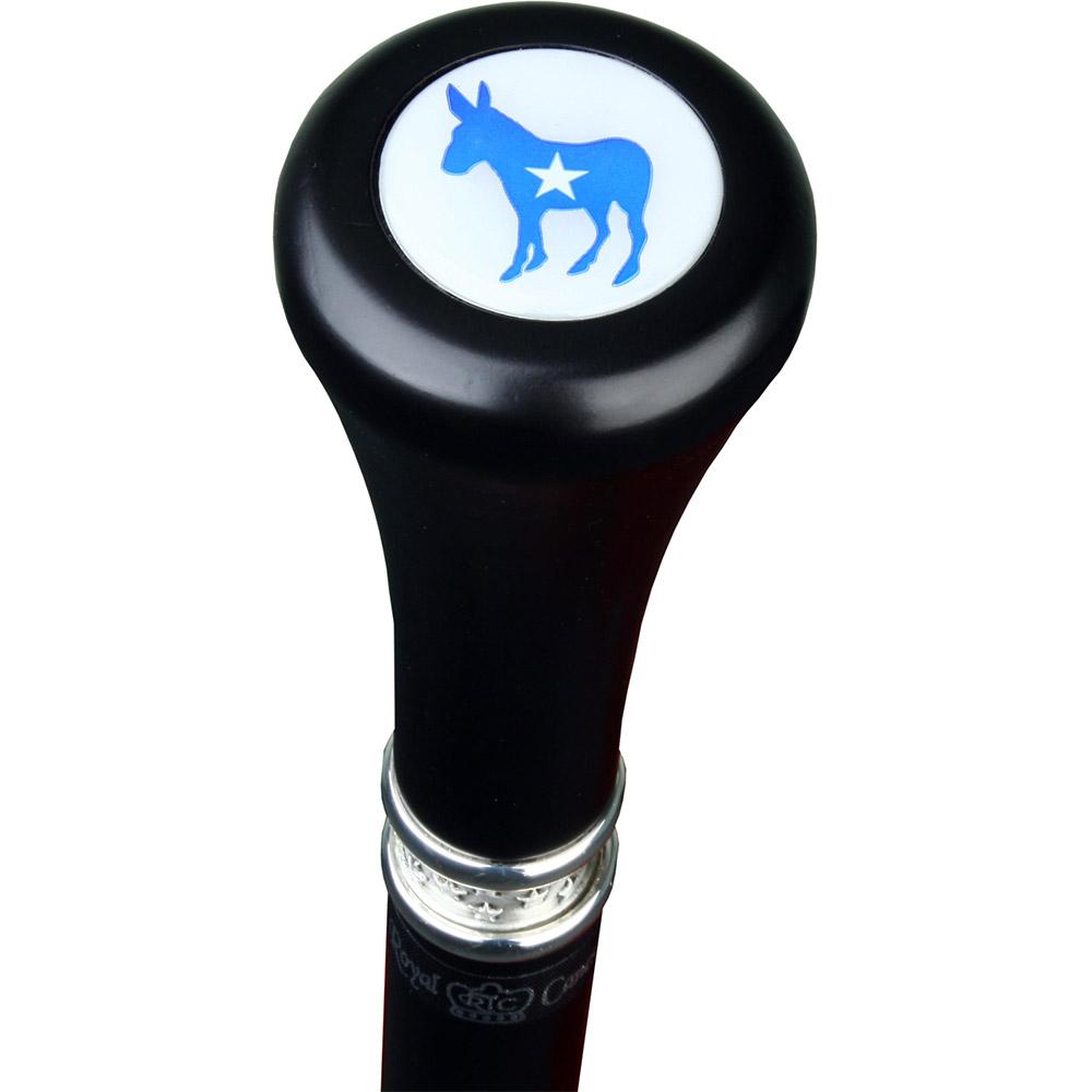 Democrat Emblem Flat Top Stick: Beechwood Shaft Pewter