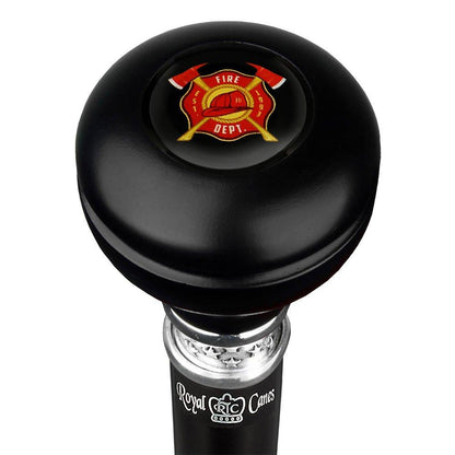 Fire Department Emblem Knob Stick: Large Knob, Pewter Collar