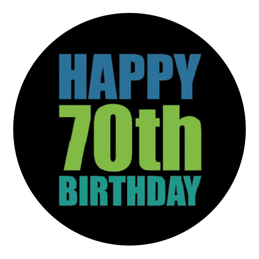 Happy 70th Birthday Knob Walking Stick w/ Black Beechwood Shaft & Pewter Collar