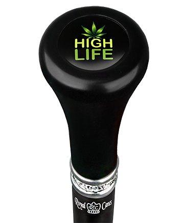 High Life Flat Top Walking Stick w/ Black Beechwood Shaft & Pewter Collar