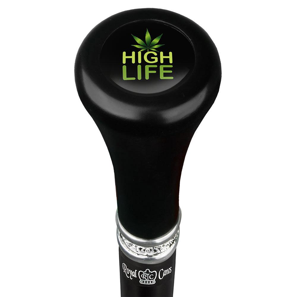 High Life Flat Top Walking Stick w/ Black Beechwood Shaft & Pewter Collar