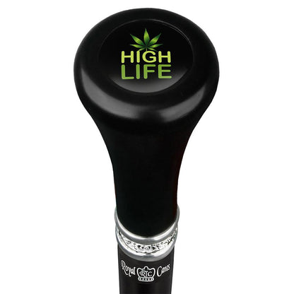High Life Flat Top Walking Stick w/ Black Beechwood Shaft & Pewter Collar