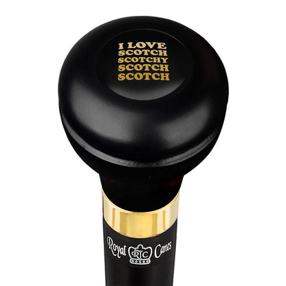 Scratch and Dent I Love Scotch Casino Emblem Flask Walking Stick: Wood Shaft Hidden Flask V3475
