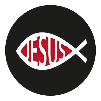 Jesus Fish Symbol Flask Walking Stick w/ Black Beechwood Shaft & Pewter Collar