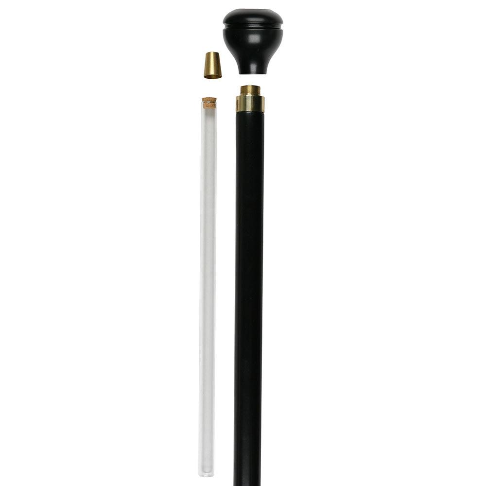 Jesus Fish Symbol Flask Walking Stick w/ Black Beechwood Shaft & Pewter Collar