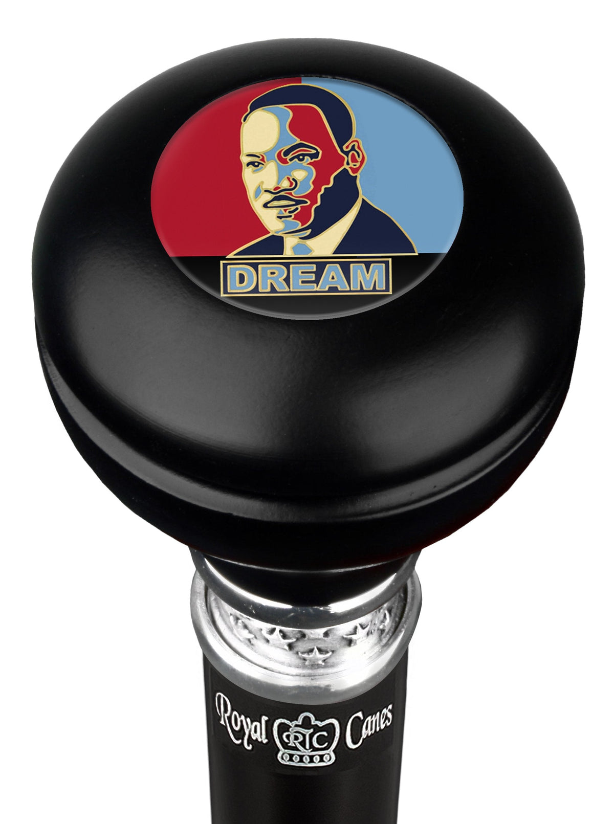 Martin Luther King "I have a dream" Round Knob Walking Stick w/ Black Beechwood Shaft & Pewter Collar