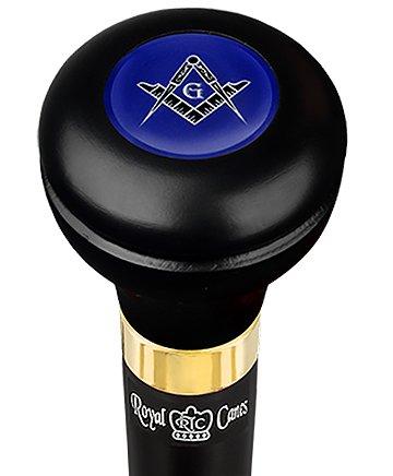 Mason Blue Flask Walking Stick w/ Black Beechwood Shaft & Pewter Collar
