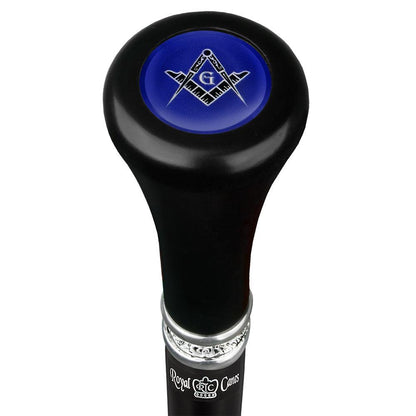 Mason Blue Flat Top Walking Stick w/ Black Beechwood Shaft & Pewter Collar