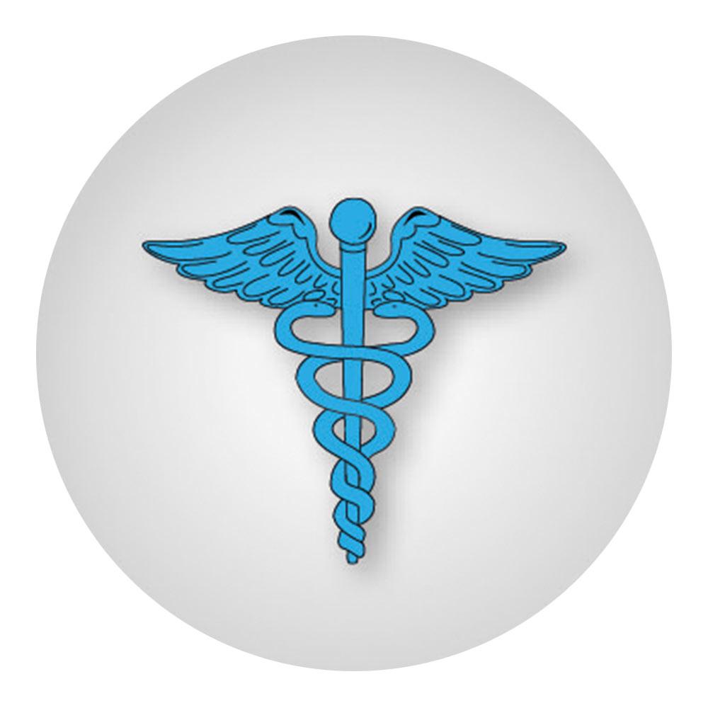 Medical Doctor Caduceus Emblem Knob Stick: Large Knob, Pewter Collar