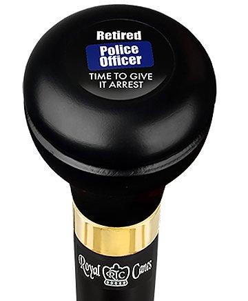 Police Give It Arrest Flask Walking Stick w/ Black Beechwood Shaft & Pewter Collar