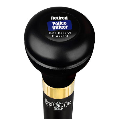 Police Give It Arrest Flask Walking Stick w/ Black Beechwood Shaft & Pewter Collar