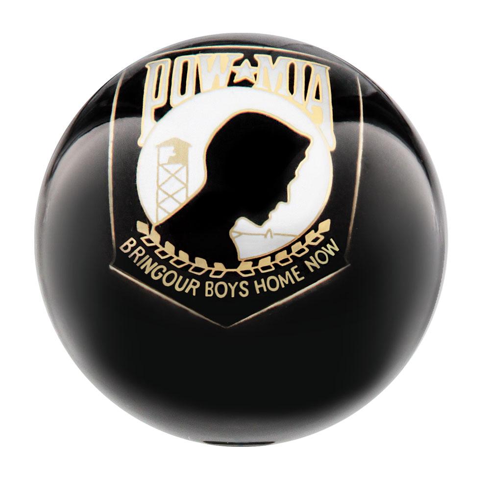 POW-MIA Black Round Knob Cane w/ Custom Wood Shaft & Collar