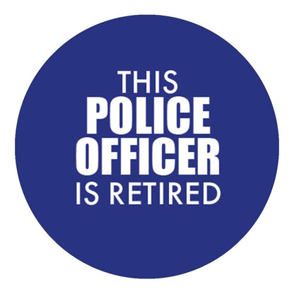 This Police Officer Is Retired Knob Walking Stick w/ Black Beechwood Shaft & Pewter Collar