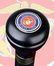 Scratch and Dent U.S. Marines Flask Walking Stick: Wood Shaft Hidden Flask V3014