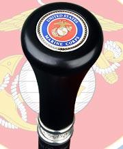 U.S. Marines Flat Top Stick: Beechwood Shaft Pewter