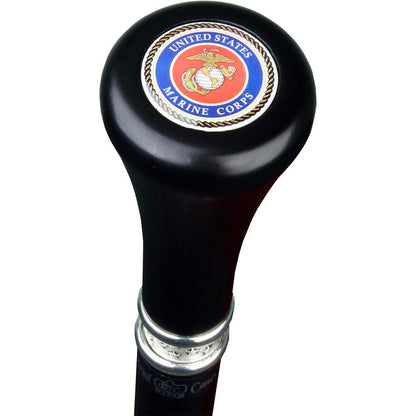 U.S. Marines Flat Top Stick: Beechwood Shaft Pewter