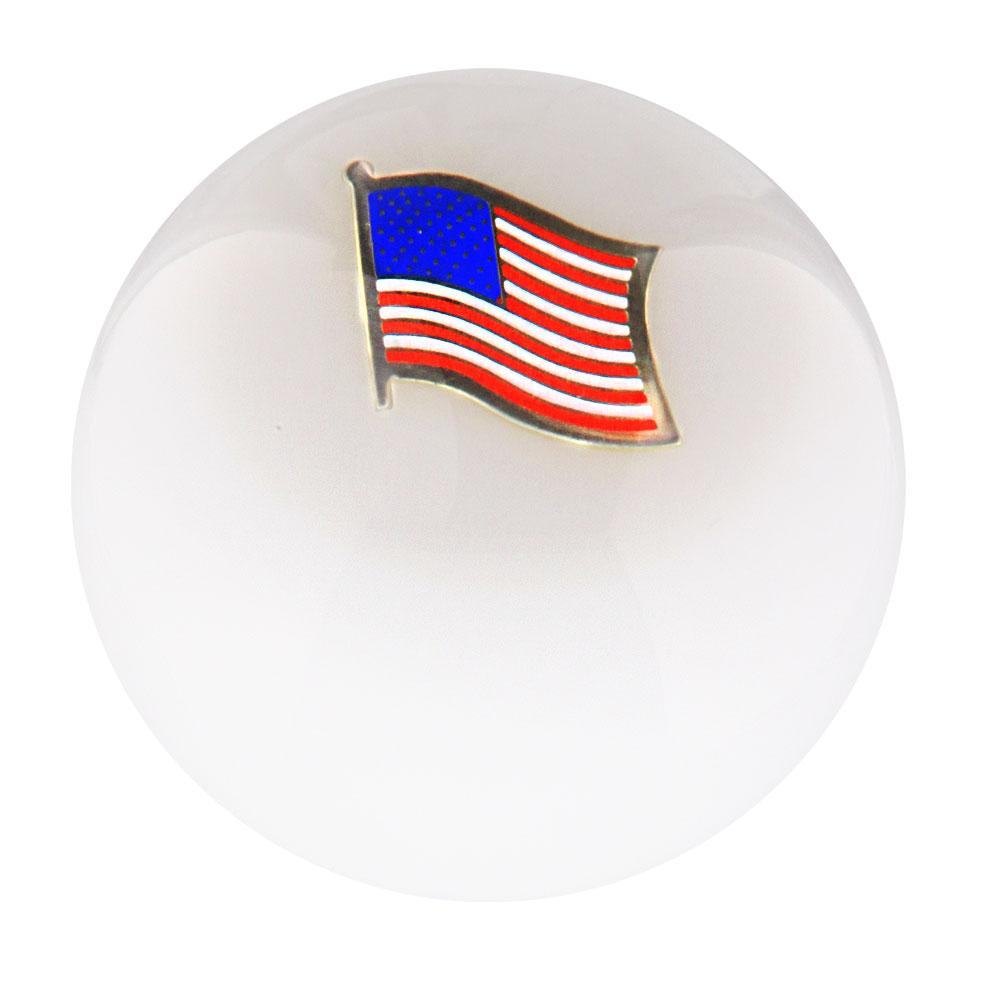 USA Flag White Round Knob Cane w/ Custom Wood Shaft & Collar